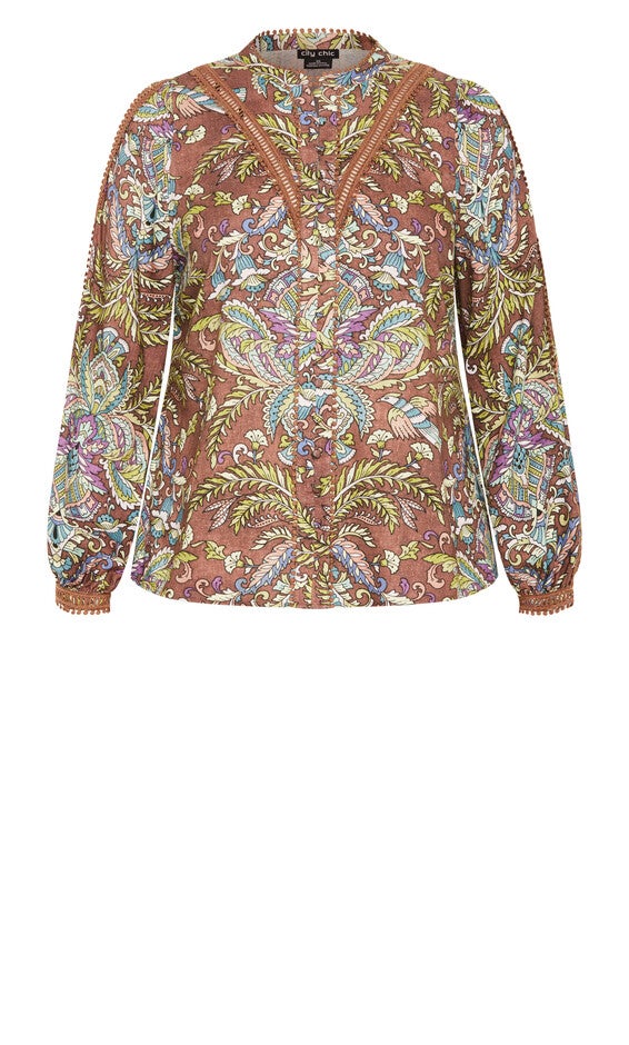 Mysteria Print Shirt - saddle, BROWN, alternate image number null