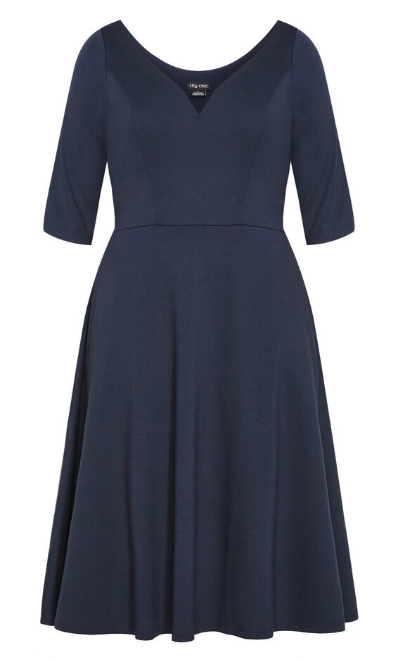 Cute Girl Elbow Sleeve Dress - navy, BLUE, alternate image number null