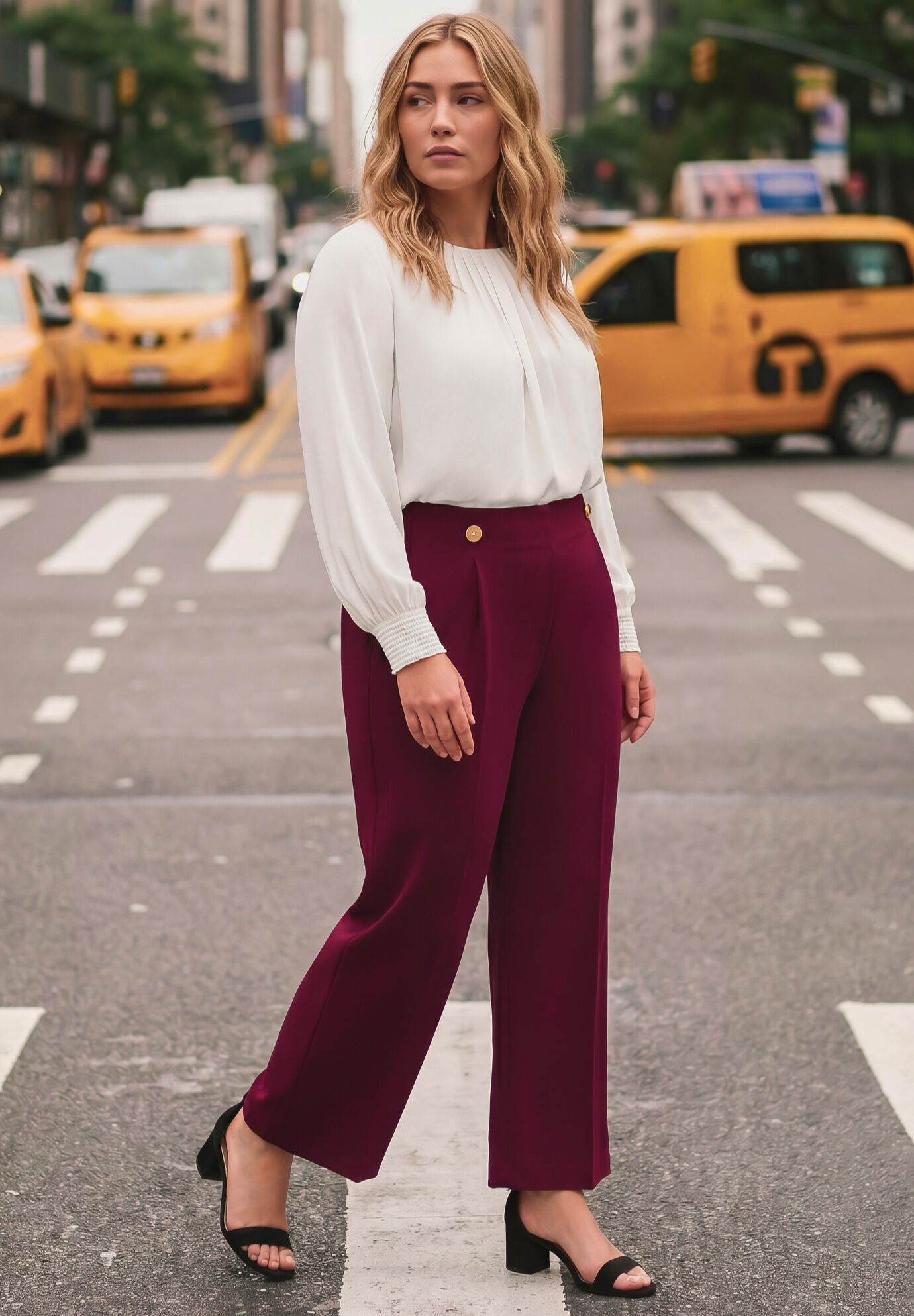 Cool Hand Wide Leg Trouser, RICH BURGUNDY, on-hover image number 1