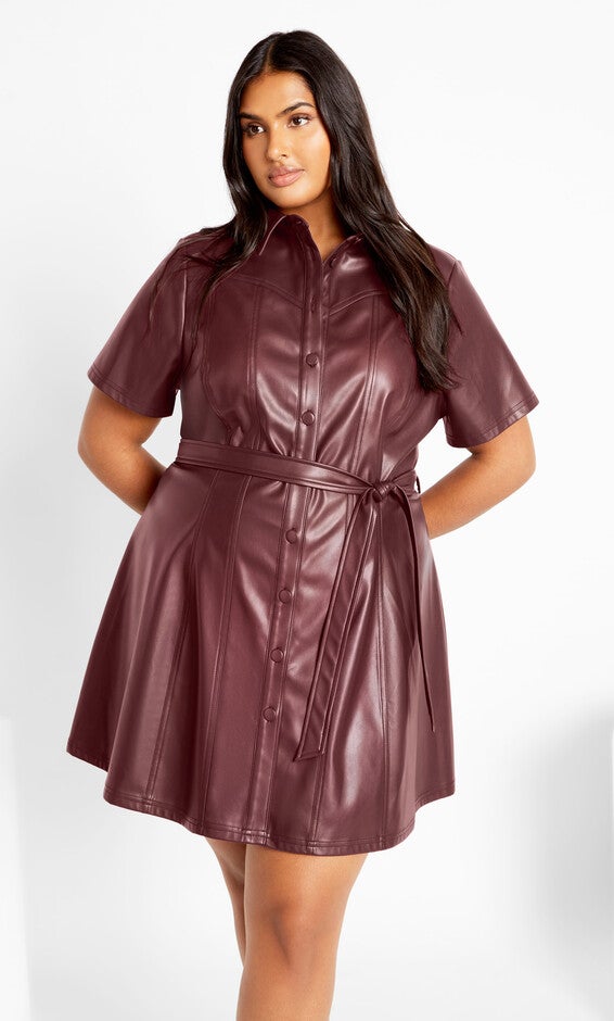 Faux Leather Hunter Dress - berry, PURPLE, alternate image number null