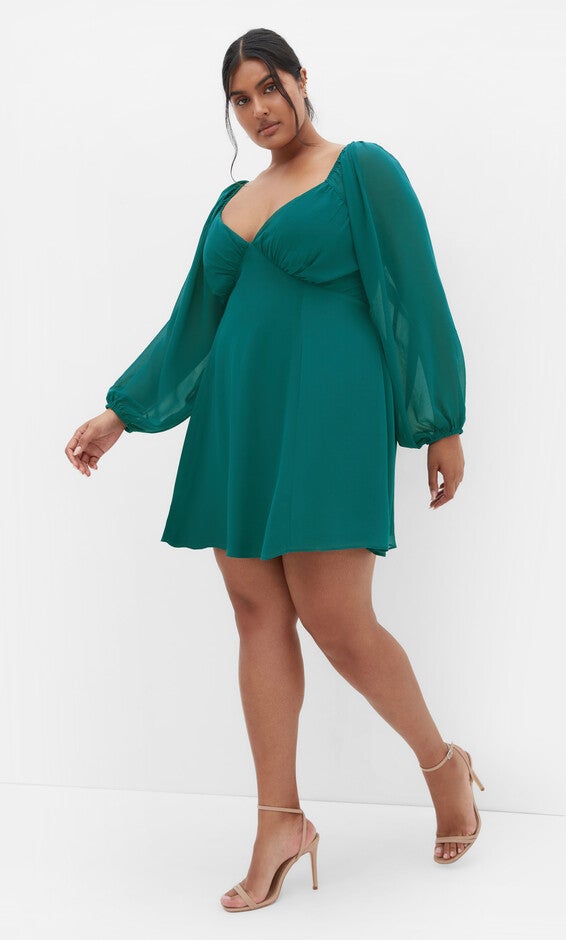 Flirty Flounce Dress - teal, BLUE, hi-res image number 0