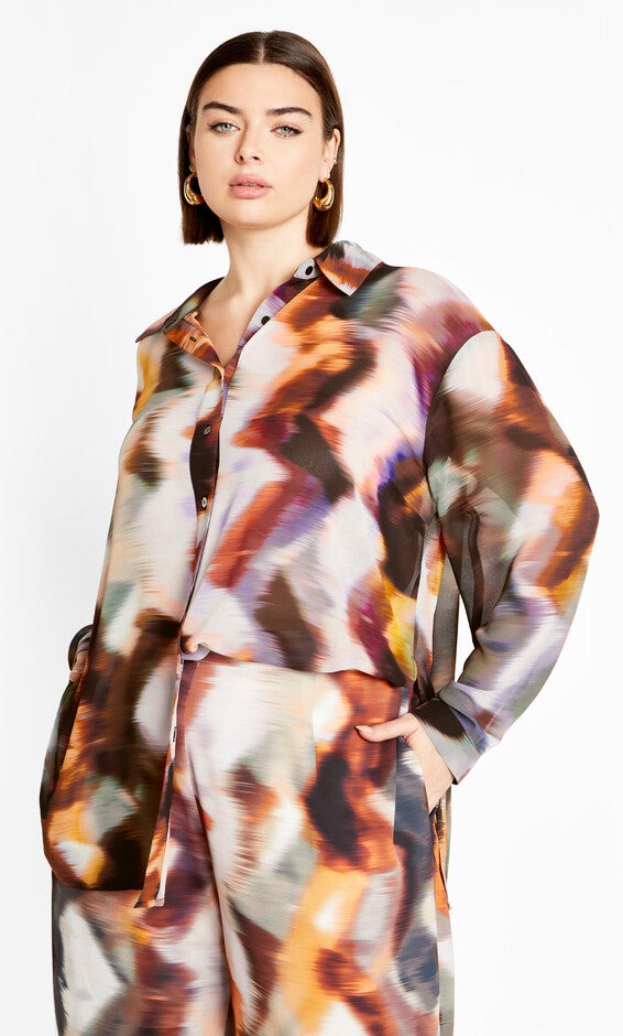 Sheer Lover Print Shirt - white, MINERALS, hi-res image number null