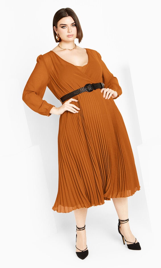 Precious Pleat Dress - caramel, CARAMEL, alternate image number 2