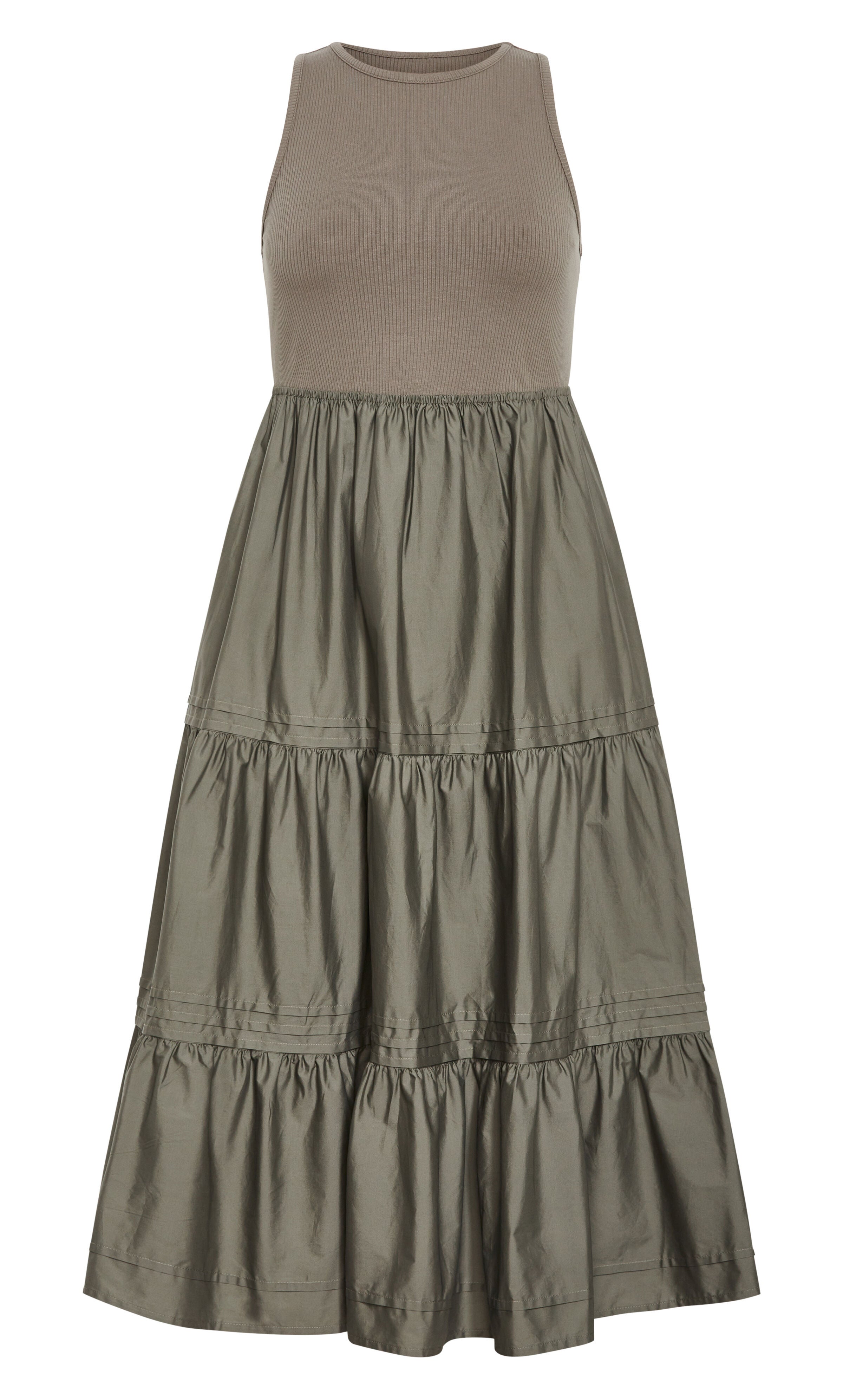 Chelsea Mixed Media Dress - olive, GREEN, alternate image number 3