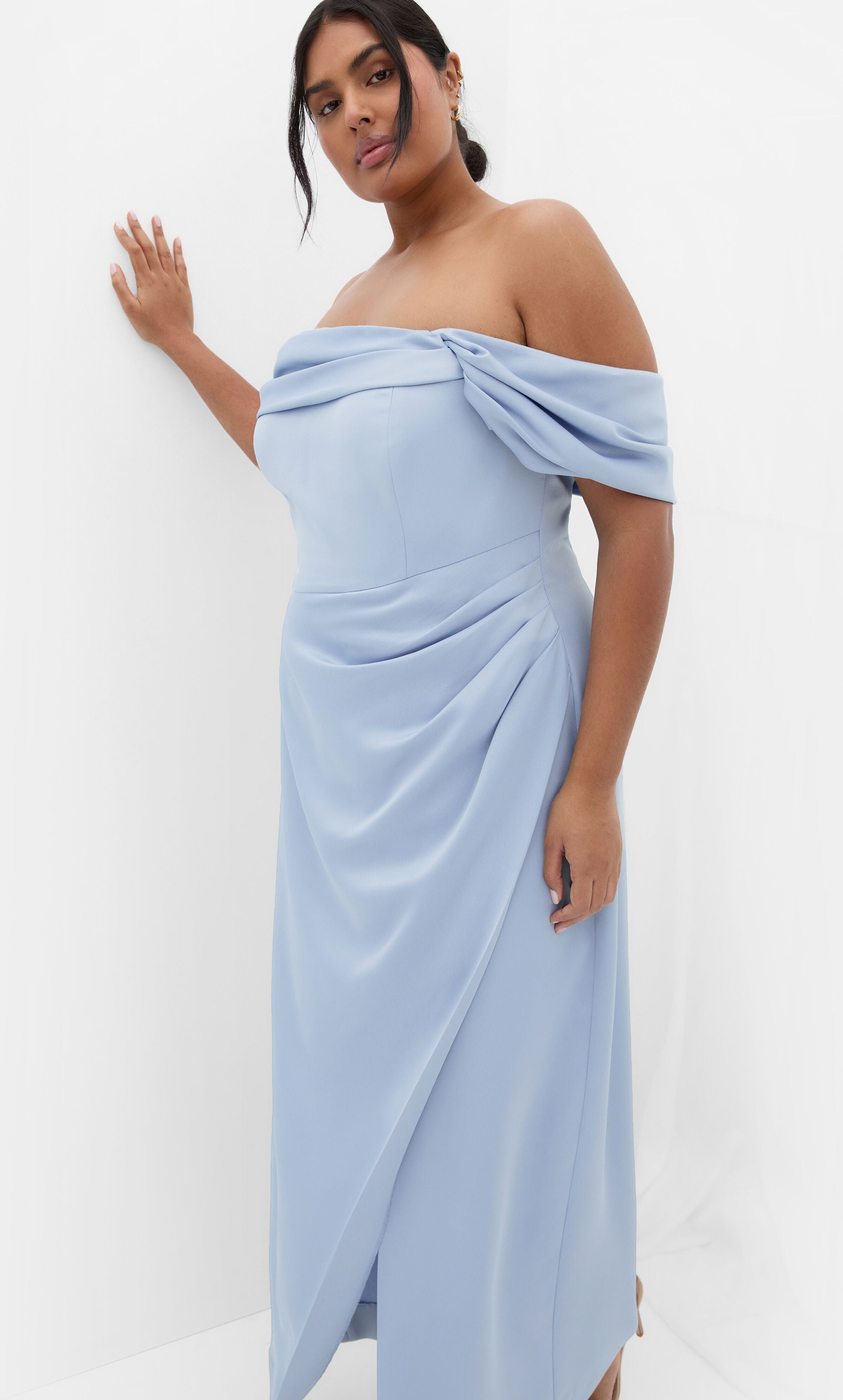 Paloma Off Shoulder Maxi Dress - dusty blue, BLUE, alternate image number 3