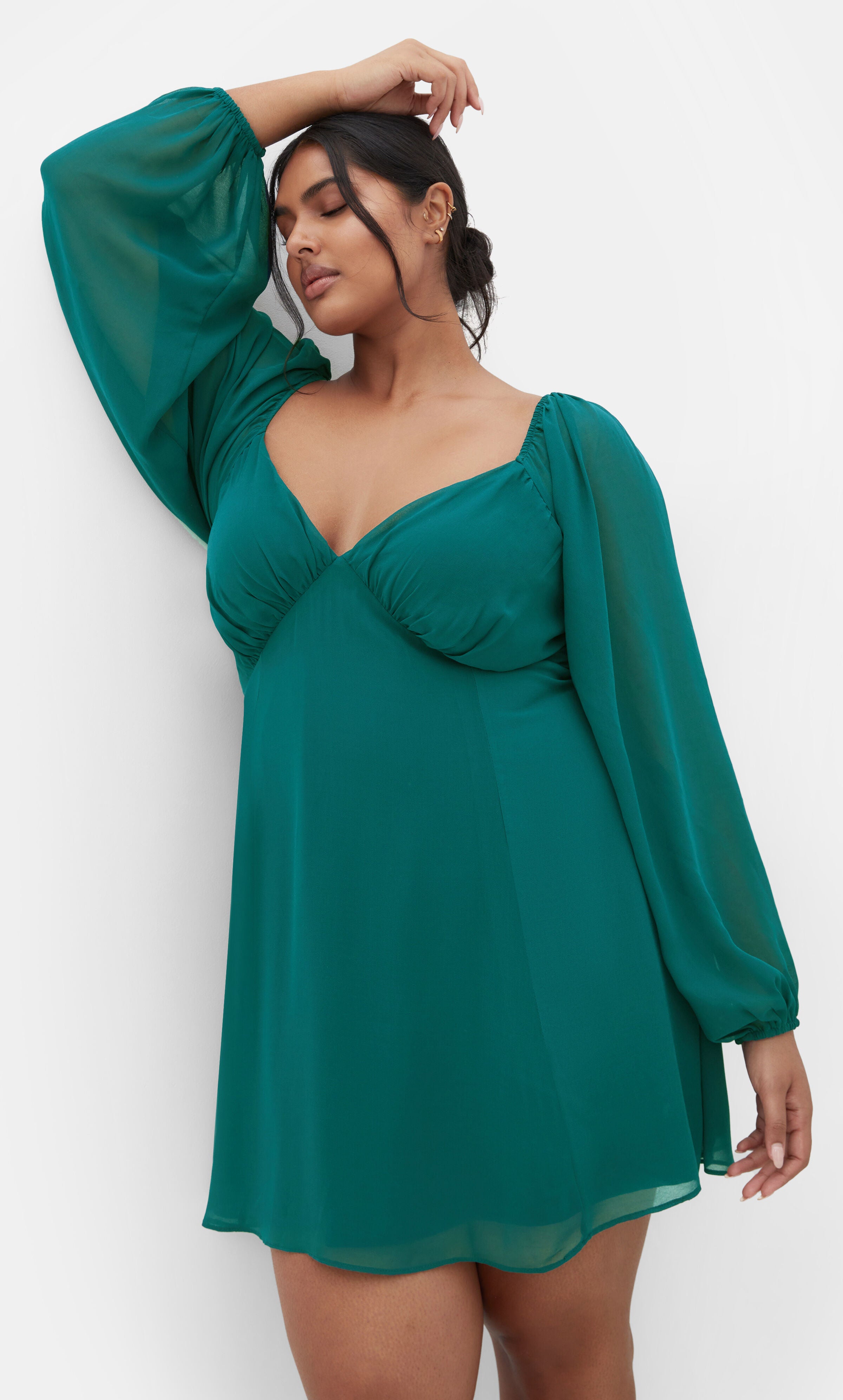 Flirty Flounce Dress - teal, BLUE, alternate image number 1