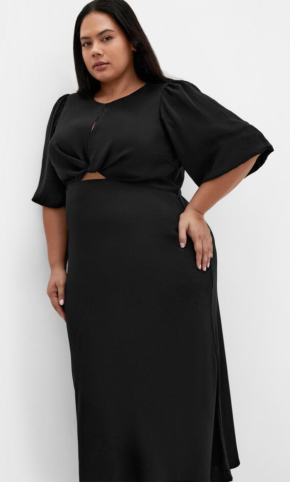 Ines Puff Dress - black, BLACK, alternate image number null