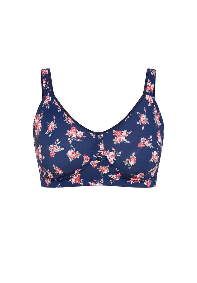 Soft Caress Print Bra, NAVY FLORAL, alternate image number 2