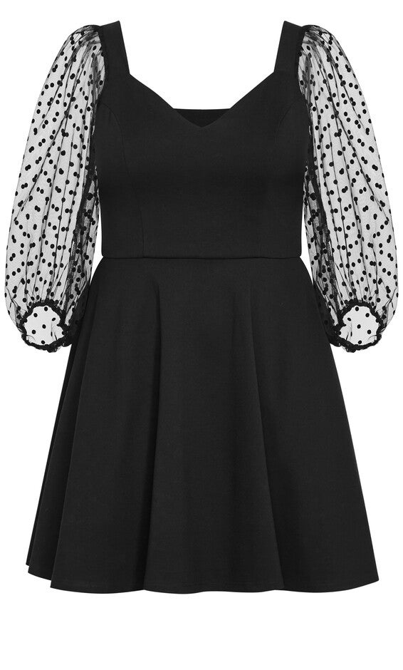 Asher Spot Sleeve Dress - black, BLACK, alternate image number 4