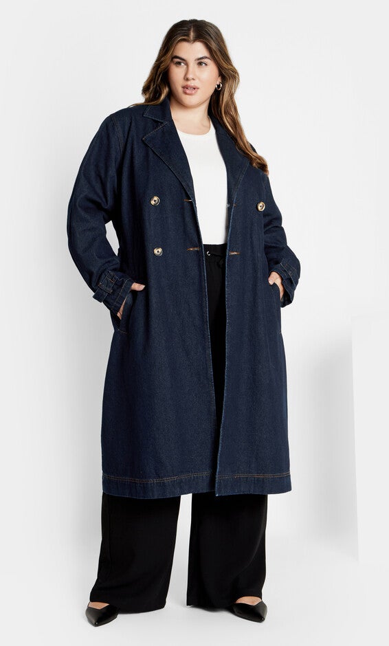 Laylo Trench Coat - dark denim, BLUE, alternate image number 3