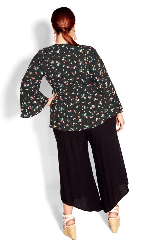 Holiday Print Top - black, BLACK, alternate image number 5