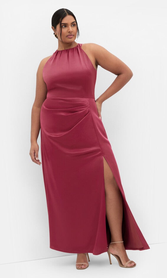 Celina Halter Maxi Dress - bordeaux, RED, hi-res image number 0