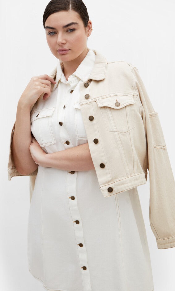 Liv Denim Dress - ivory denim, WHITE, alternate image number null