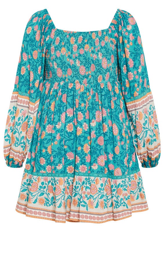Aurora Mini Dress - gardenia, TURQUOISE, alternate image number 6