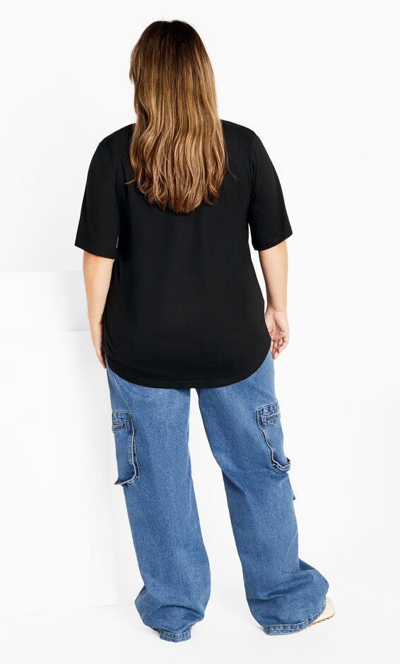 Curved Hem Tee - black multi, RED, alternate image number 2