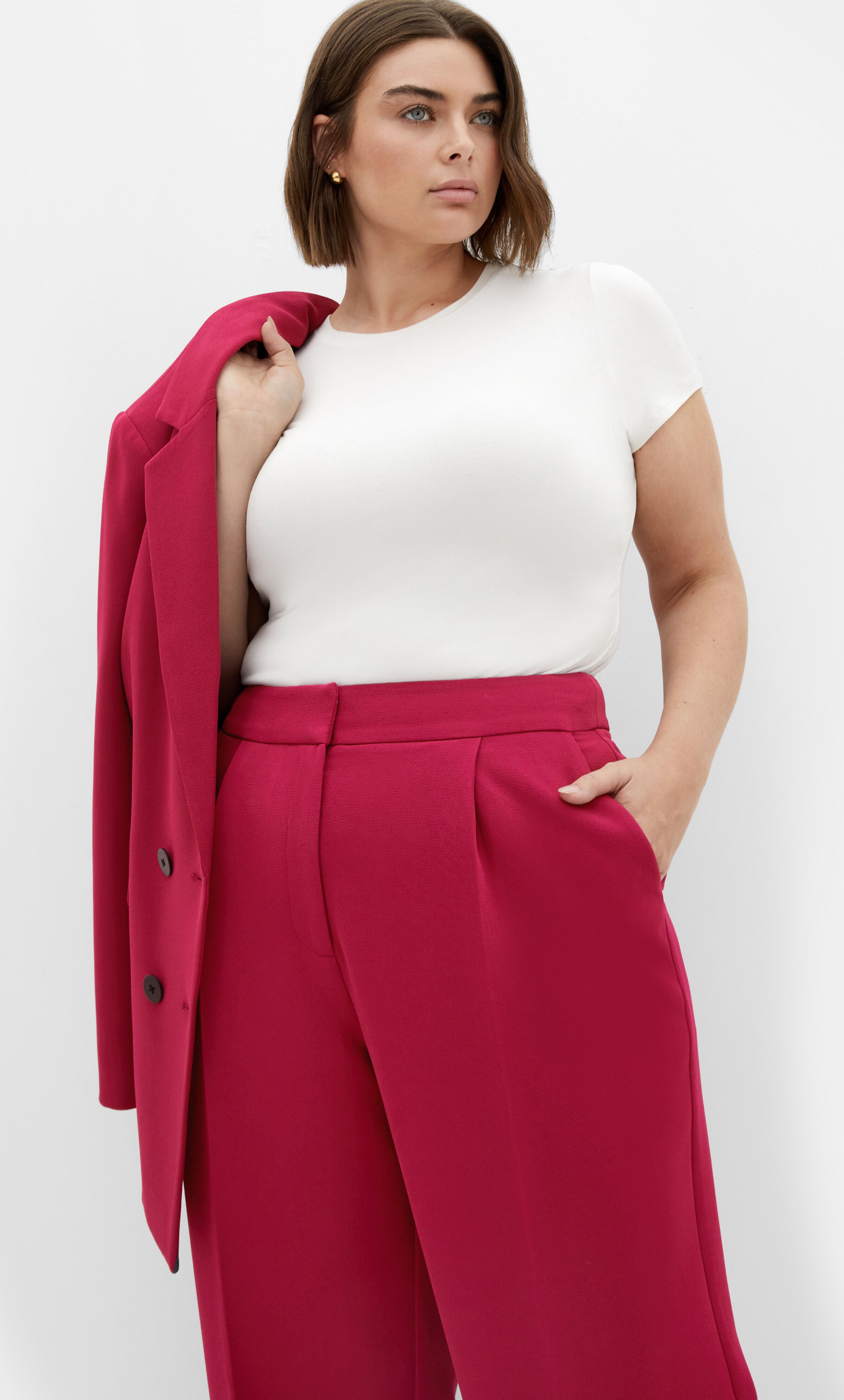 Relaxed Alexis Pant - deep rose, RED, alternate image number 1