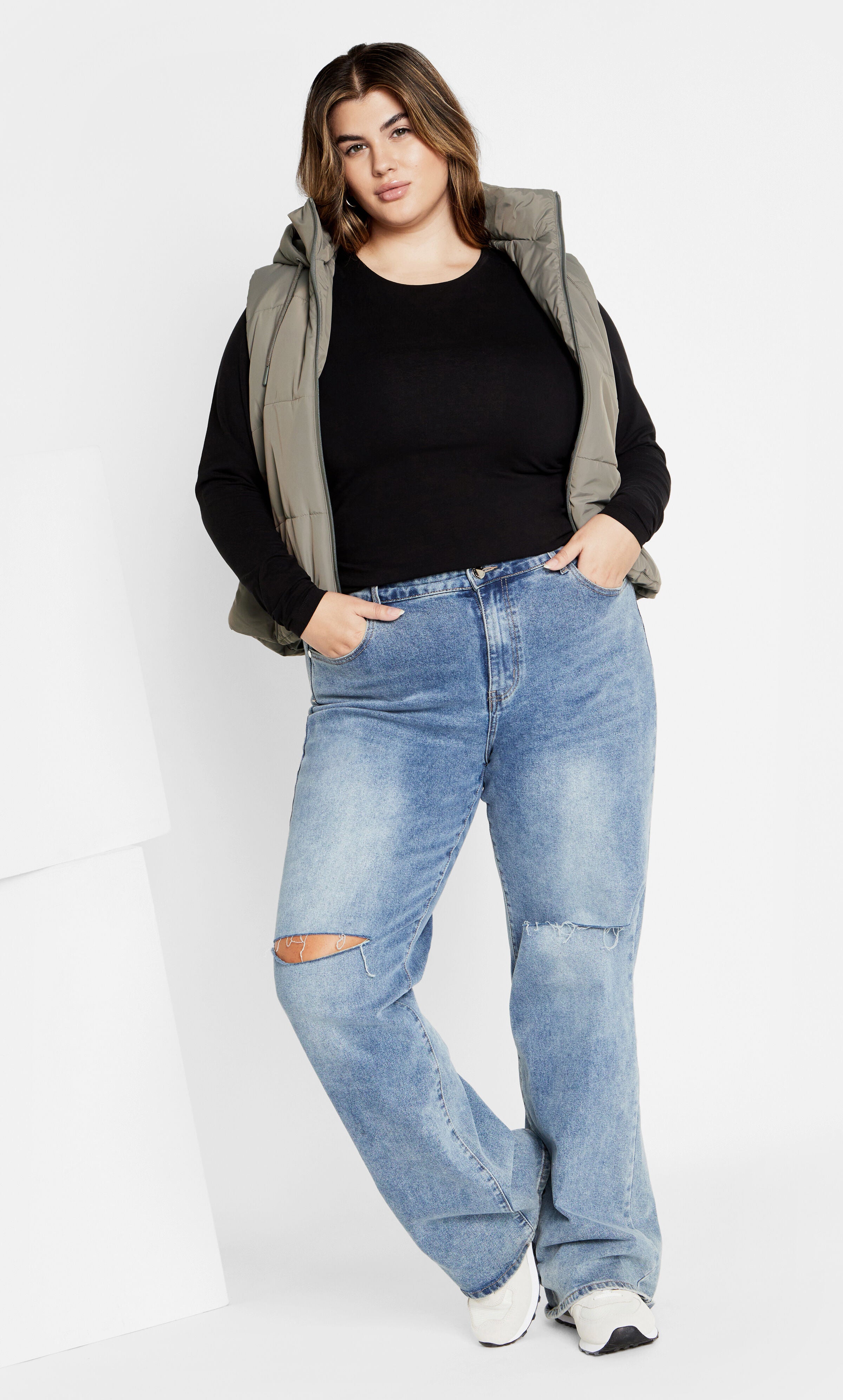 Ava Puffer Vest - sage grey, GRAY, hi-res image number 0