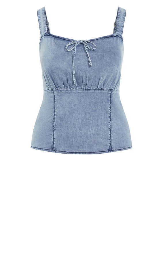 Abbie Denim Top - light wash, BLUE, alternate image number null