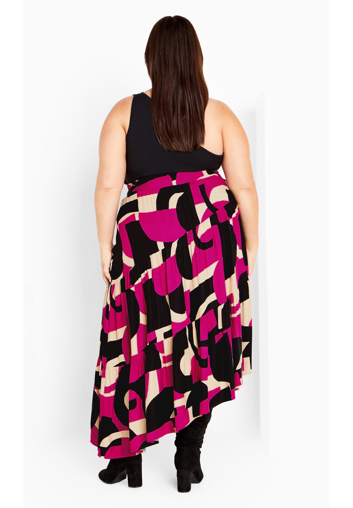 Saskia Tiered Skirt, MAGENTA PRINT, alternate image number 1