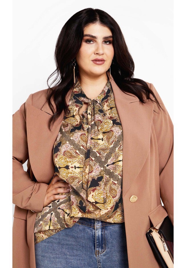 Lucille Print Shirt - paisley mirage, BROWN, on-hover image number 1