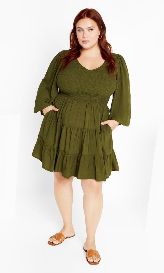 Jemma Mini Dress - dark olive, DARK OLIVE, hi-res image number 0