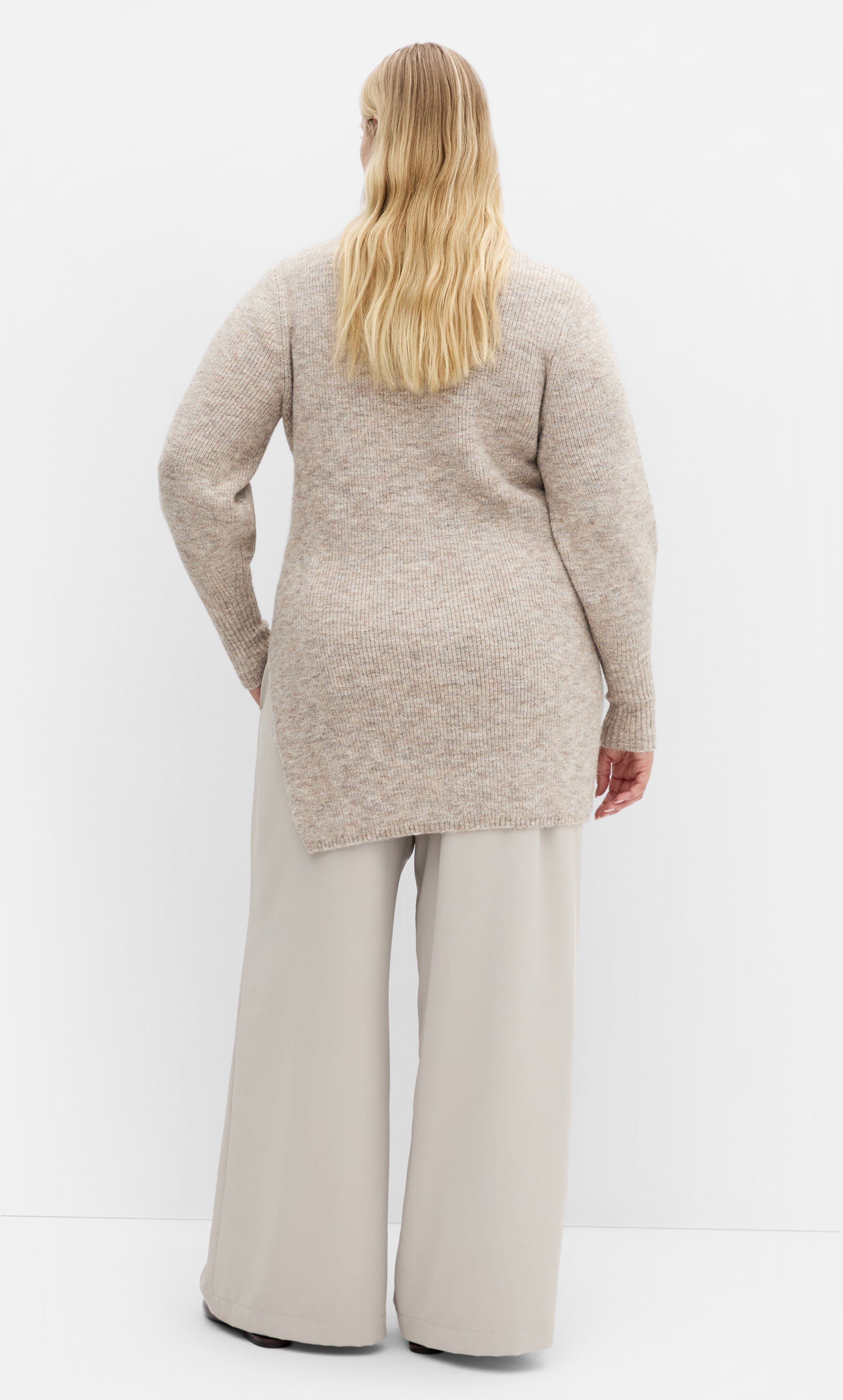 Longline Split Sweater - taupe, BEIGE, alternate image number 2