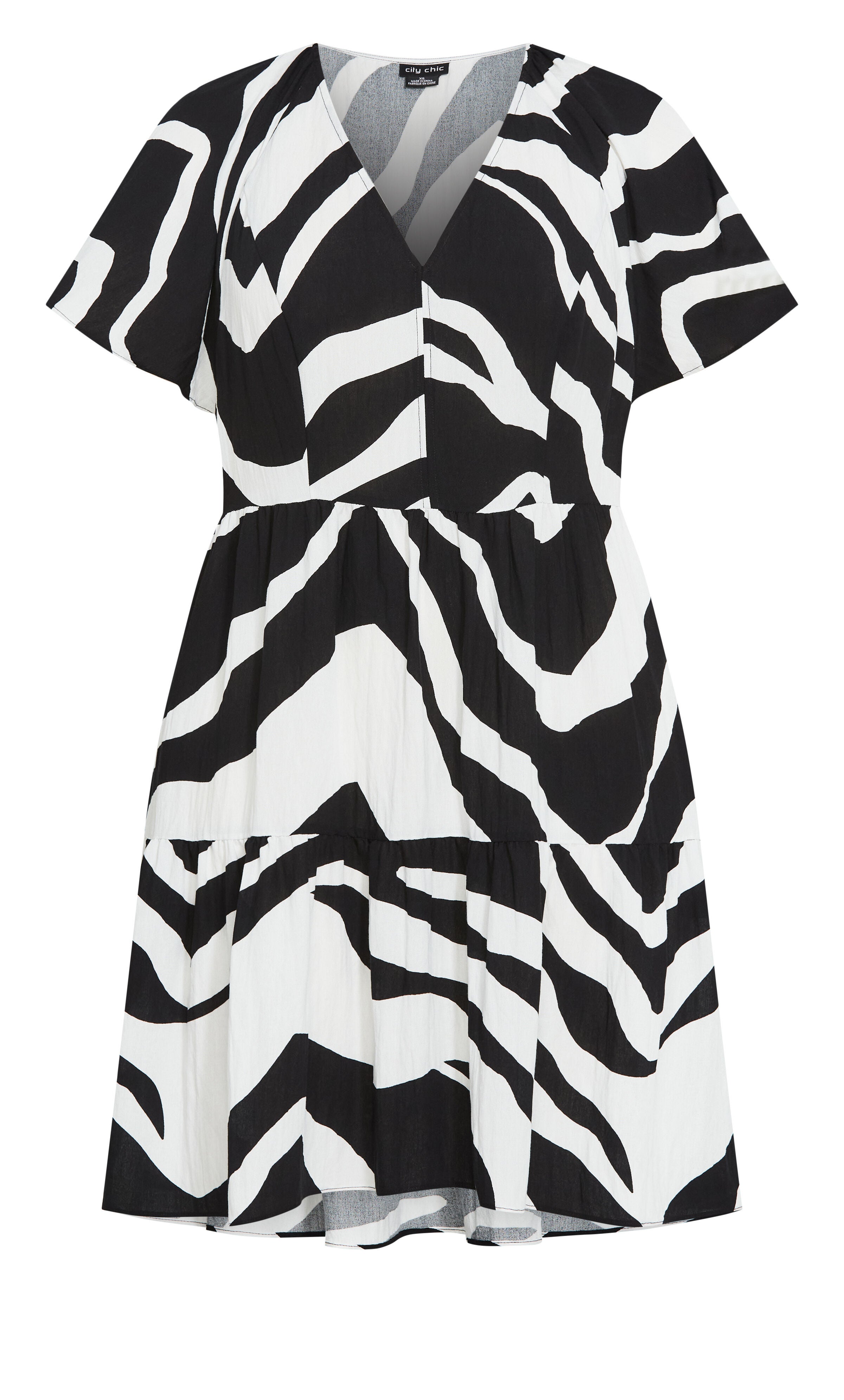 Frill Mini Print Dress - ivory, WHITE, alternate image number 4