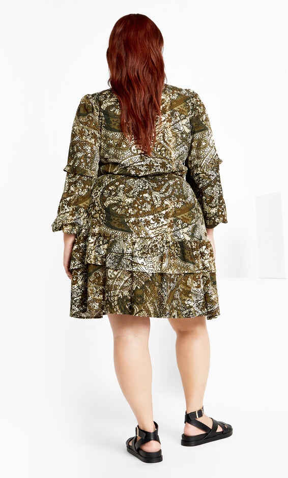 Nicky Print Dress - olive, GREEN, alternate image number null