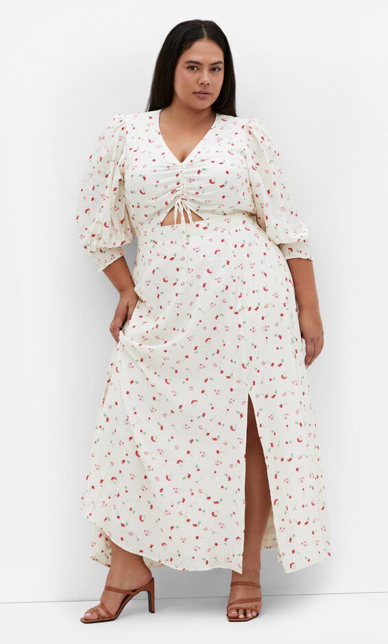 Jolene Print Maxi Dress - ivory, WHITE, hi-res image number null