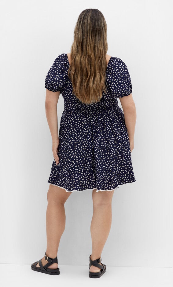 Sky Kiss Dress - navy print, BLUE, alternate image number null