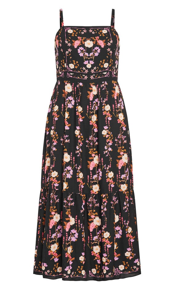 Molly Print Maxi Dress - black, BOUQUET, alternate image number null