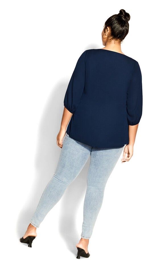 Sexy Fling Elbow Sleeve Top - navy, BLUE, alternate image number null