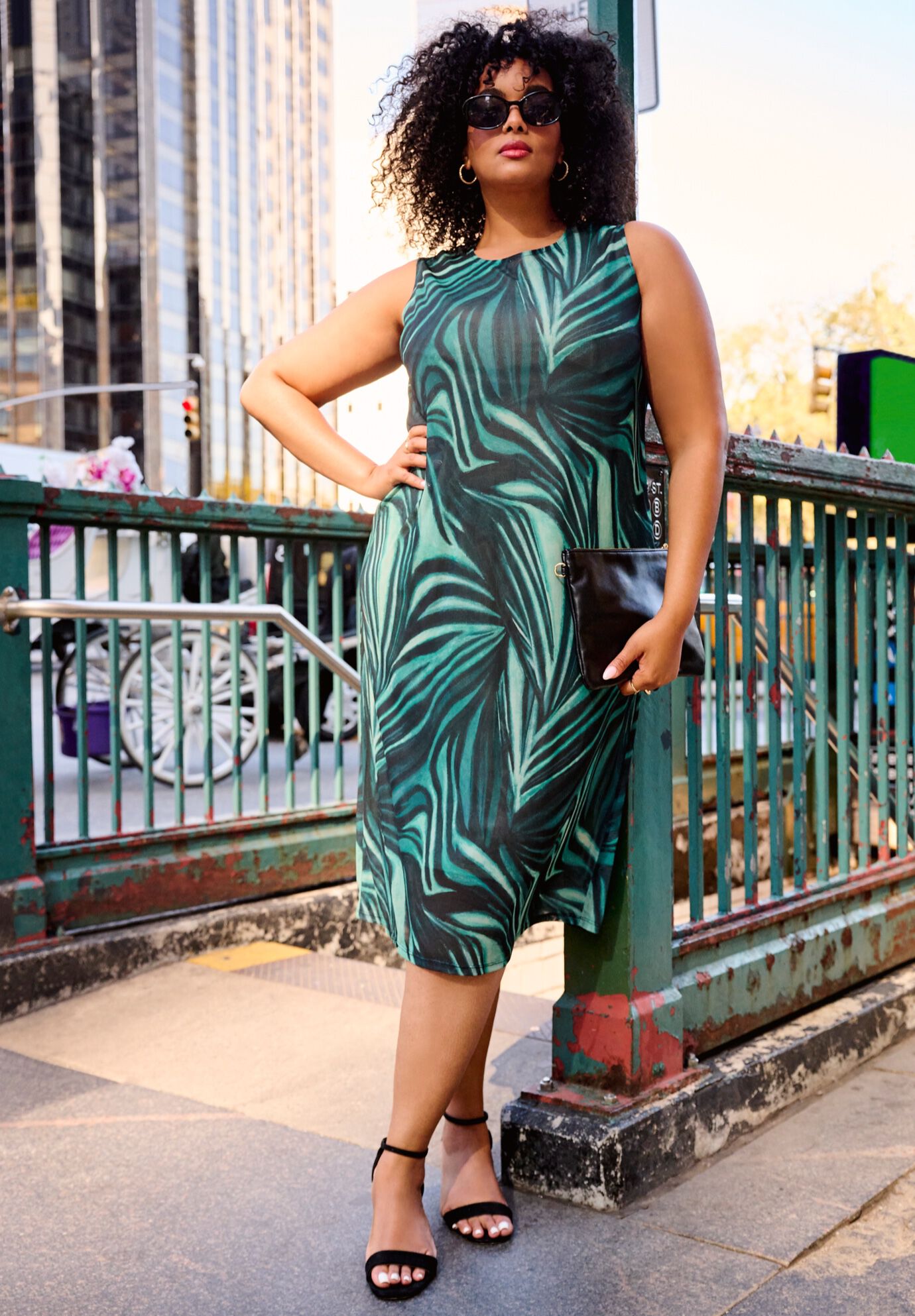 Sleeveless Mesh Dress, GREEN WAVE ZEBRA, alternate image number 2