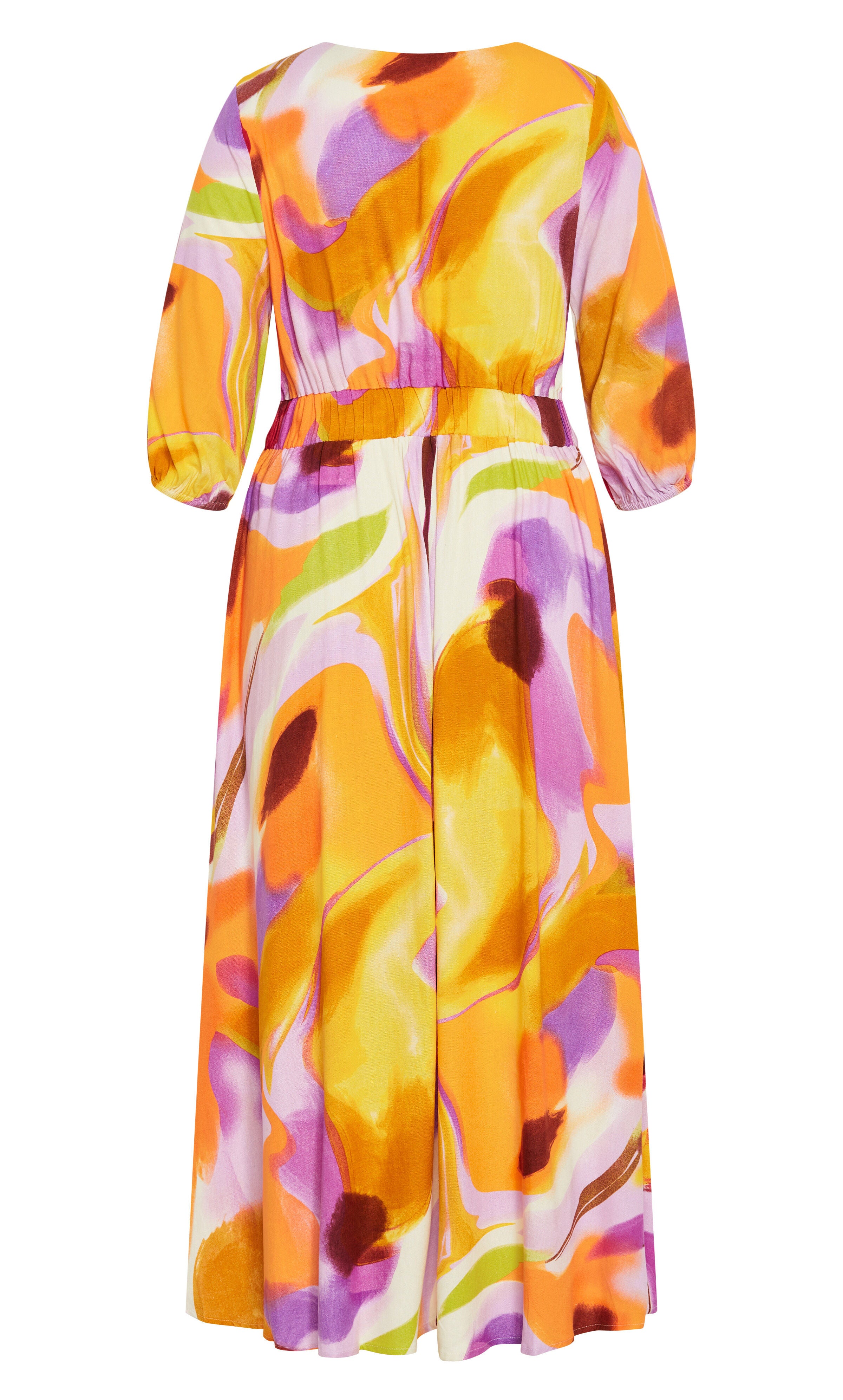 Swirl Tie Print Dress - yellow, PURPLE, alternate image number 4