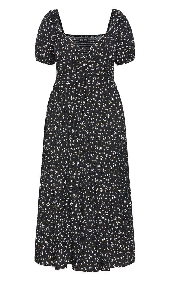 Sky Midi Dress - black print, BLACK, alternate image number null