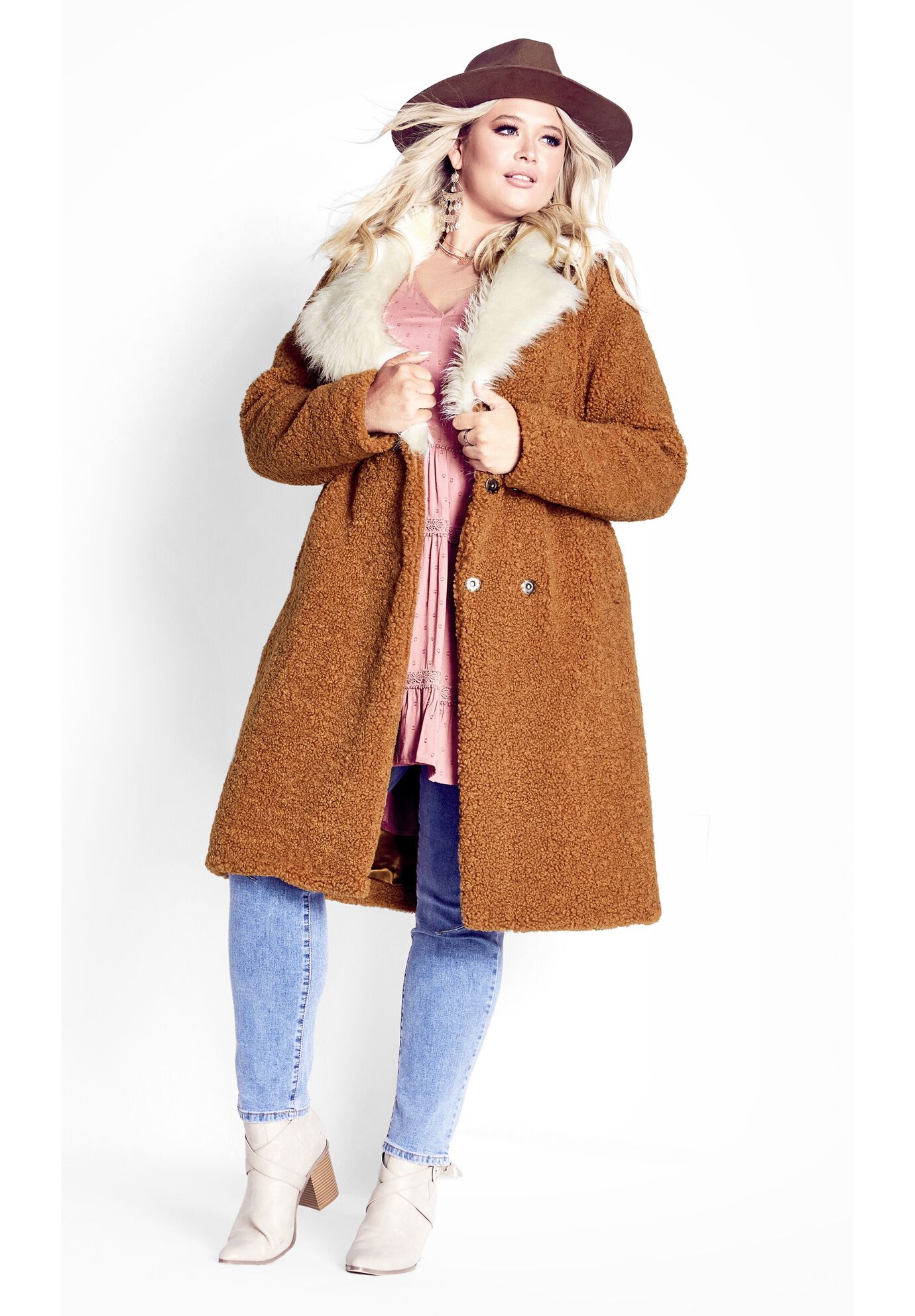Teddy Faux Fur Jacket, TAN, alternate image number 4