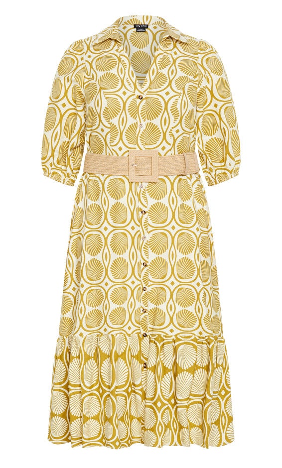 Anna Seashell Dress - print, YELLOW, alternate image number 5