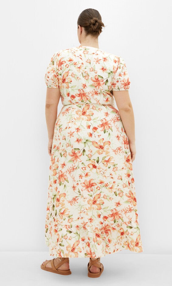 Sarina Print Dress - ivory, ORANGE, alternate image number null