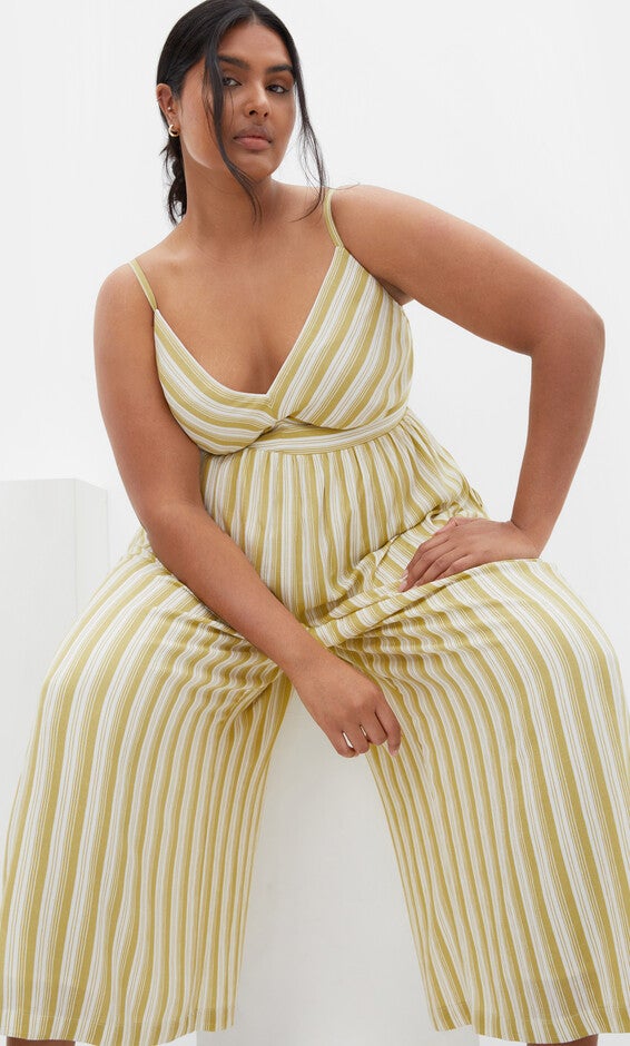 Lara Stripe Jumpsuit - khaki, YELLOW, alternate image number null