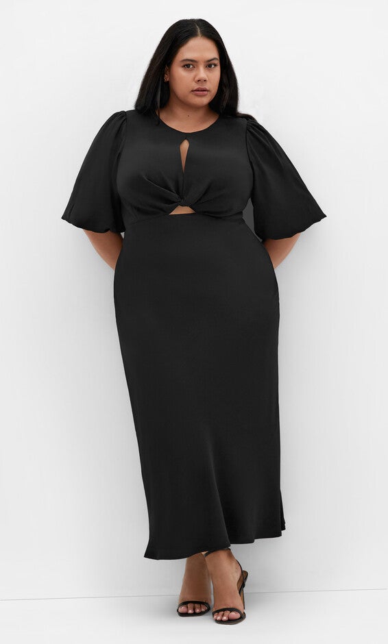 Ines Puff Dress - black, BLACK, hi-res image number null
