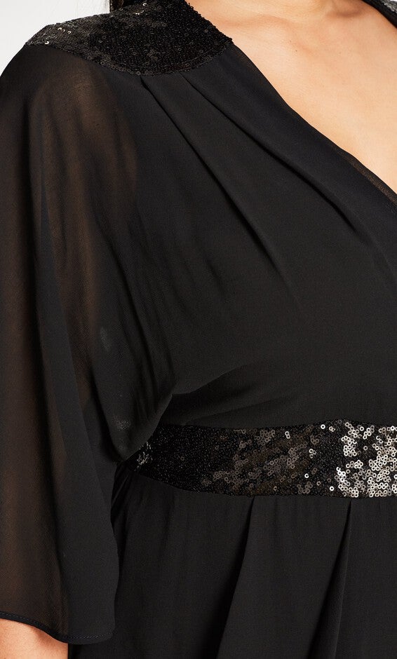 Sequin Wrap Dress - black, BLACK, alternate image number null