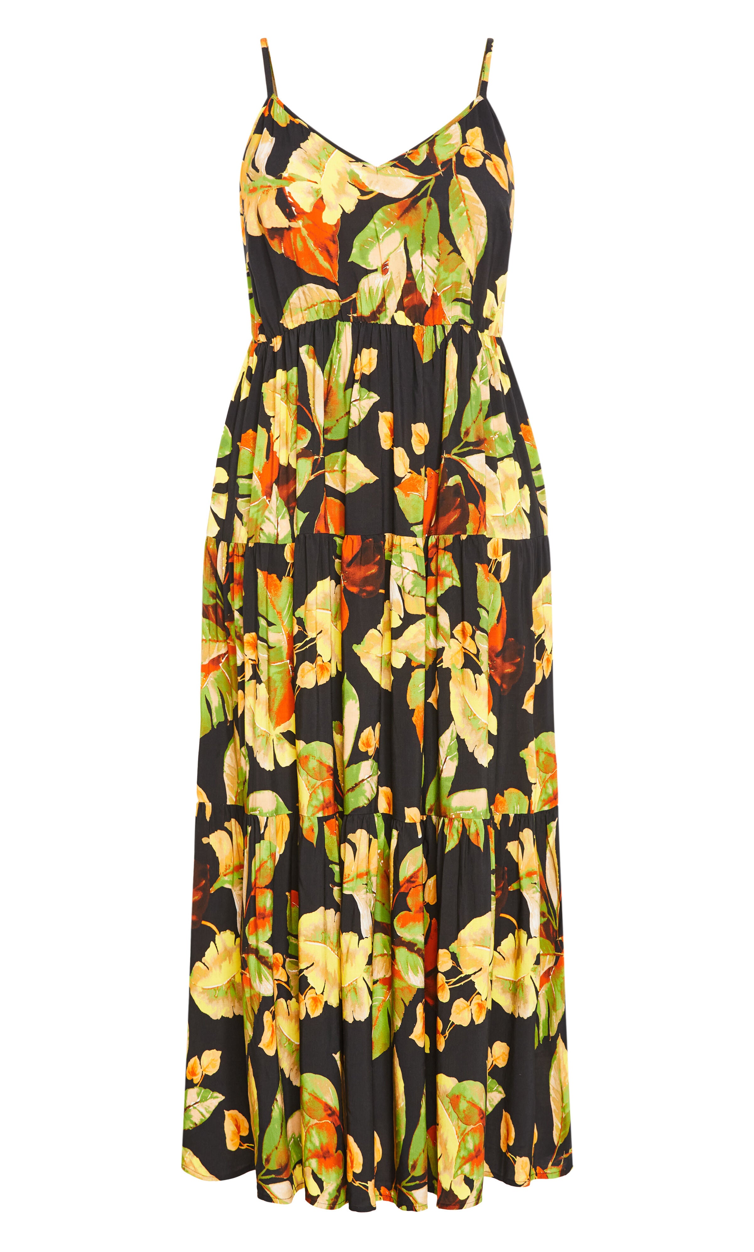 Oasis Tropical Maxi Dress - foliage leaves print, ORANGE, alternate image number 3