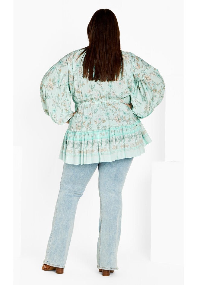Spirited Floral Tunic - seafoam, GREEN, alternate image number null