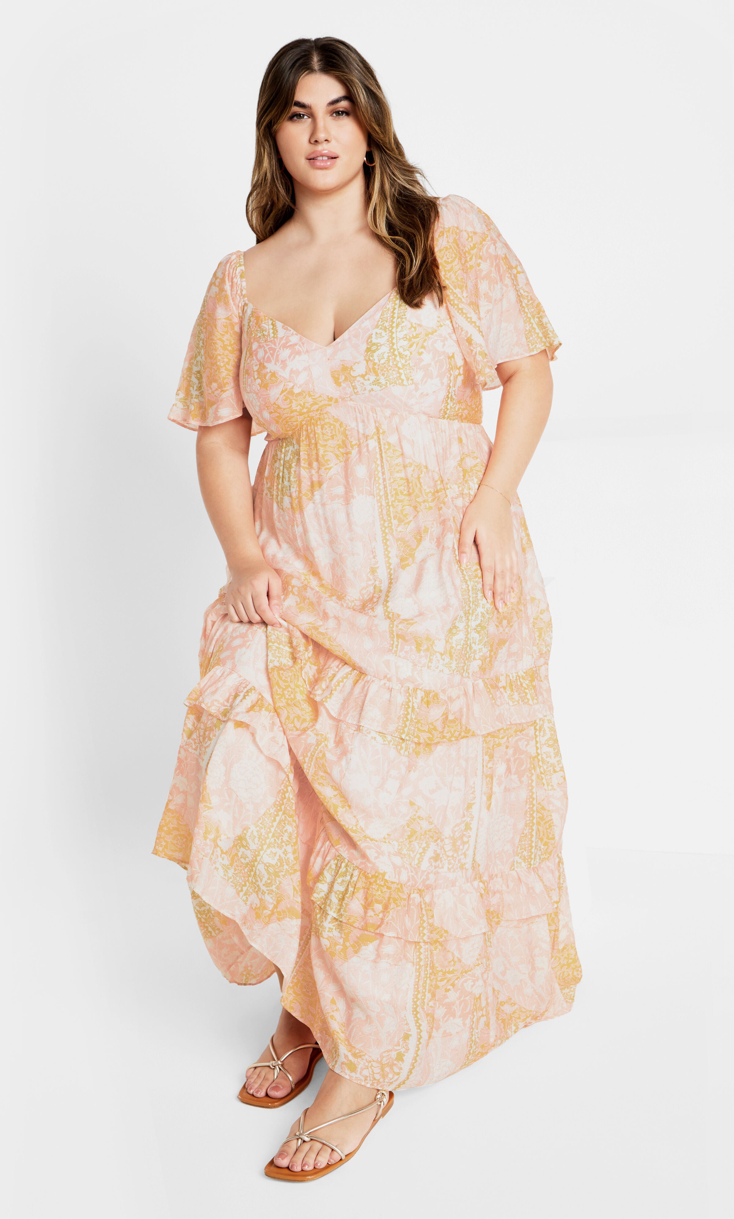 Marci Tier Print Maxi Dress - blush, PINK, alternate image number 1
