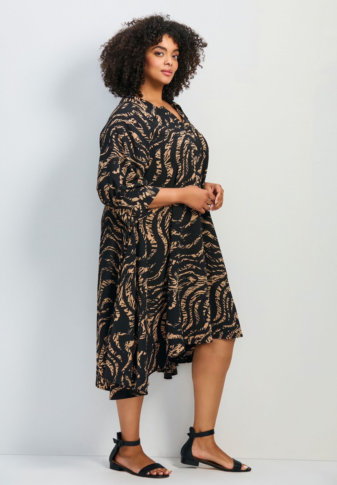 Parker Hanky Hem Collared Dress, ANIMAL INSTINCT, alternate image number 1