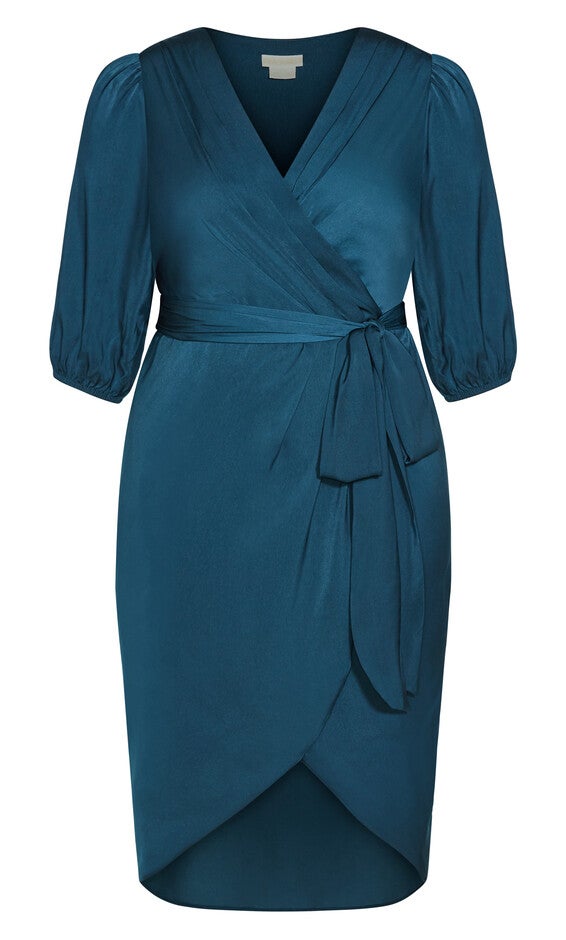 Opulent Elbow Sleeve Dress - teal, GREEN, alternate image number null