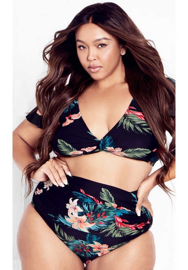 Ingrid Ruched Print Brief - black, BLACK, hi-res image number 0