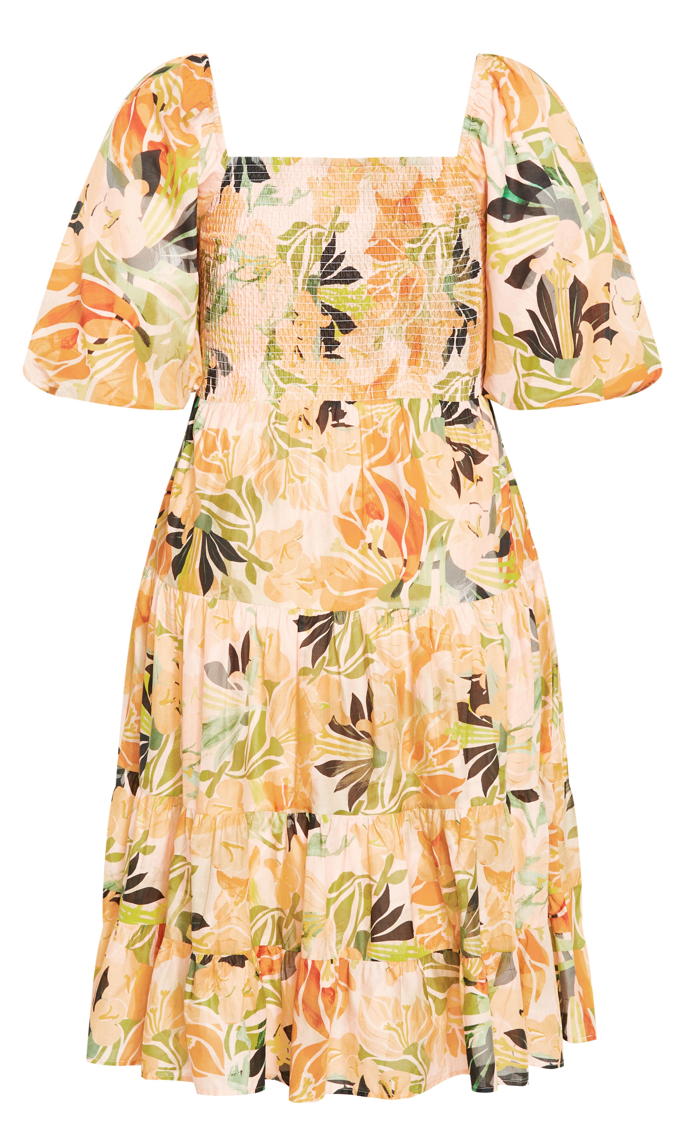 Ariella Puff Sleeves Tier Print Dress - miami, MIAMI, alternate image number 5