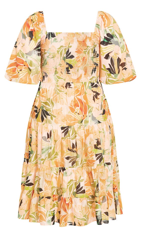 Ariella Puff Sleeves Tier Print Dress - miami, MIAMI, alternate image number 5