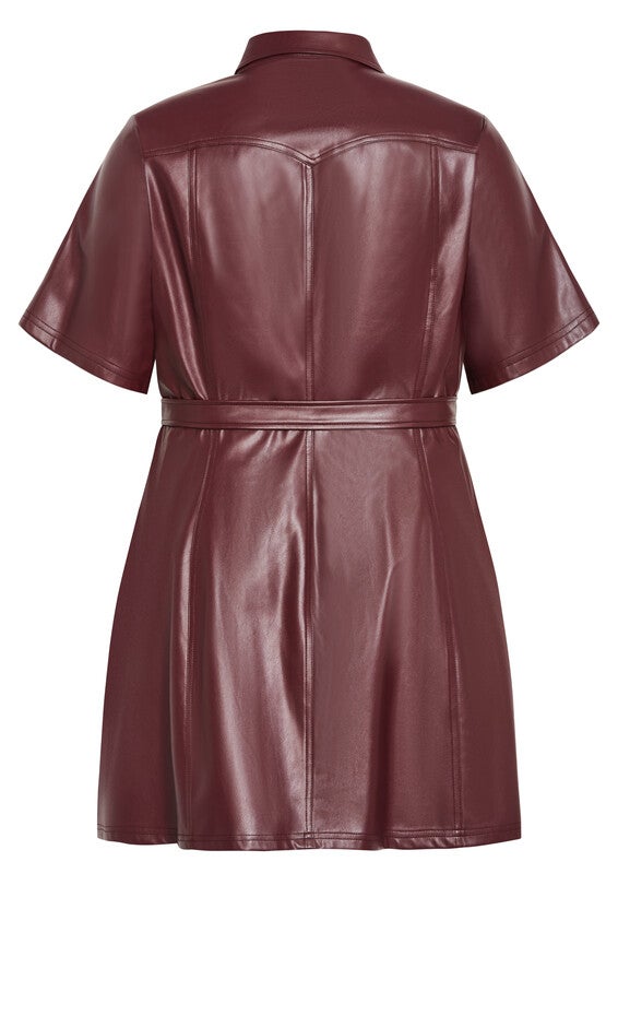 Faux Leather Hunter Dress - berry, PURPLE, alternate image number null